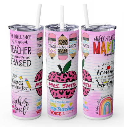 Pink Teacher Tumbler